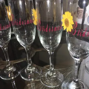 Sunflower Themed Champagne Glass crystalglass wedding glasses personalized wineglasses bridesmaid gift wine glass drinkware gift cocktail