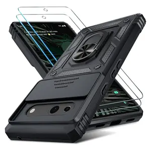 Pixel 7A Case Kickstand+Camera Lens Protector Shockproof Hybrid Case For Google Pixel 7 Cover+2PCS Screen Protector