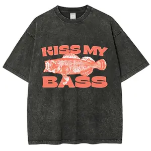 Kiss My Bass Vintage Style Fishing T-Shirt,Fisher Graphic Shirt Pink Design Limited Edition Menswear Birthday Christmas Day Menswear Birthday Unisex Crewneck Tshirt