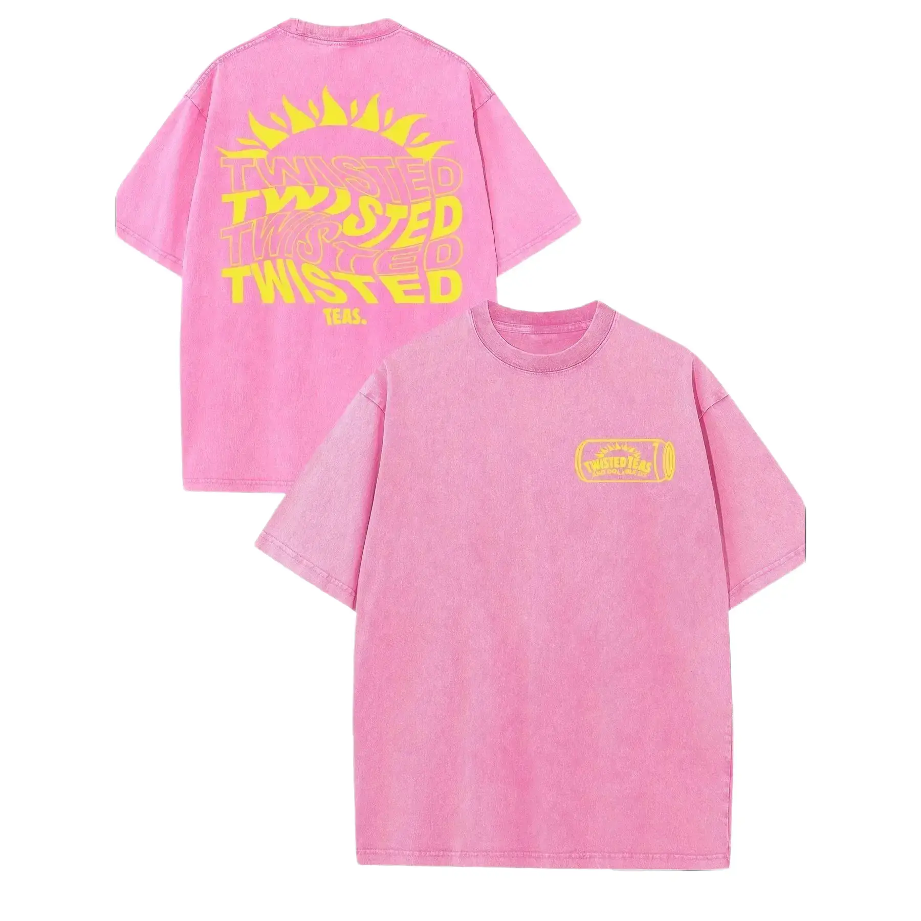 ZestLoop Twisted Tea Vintage-Inspired Men's Cotton T-Shirt - Double-Sided Print, Drop Shoulder Sleeves, High-Quality Thick 230g, Round Neck, Casual Streetwear Top