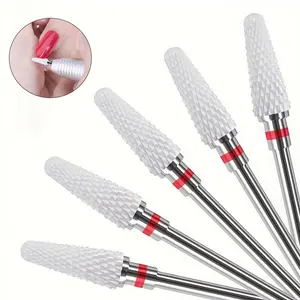 5-piece Nail Drill Bit Set, 3/32'' Professional Ceramic Safety Head, for Nail Drills, Cuticle Efile Nail Drill Bits
