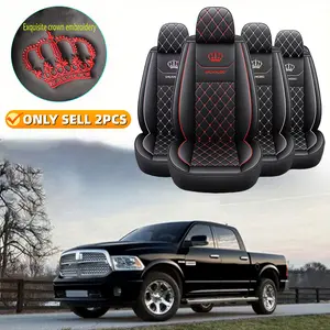 Enhance Protection 2PCS Car Seat Cover - Waterproof Wear-Resistant PU Leather with Crown Embroidery - Front Two-Seater Interior - Anti-Scratch Easy-to-Clean Fully Wrapped Cushion