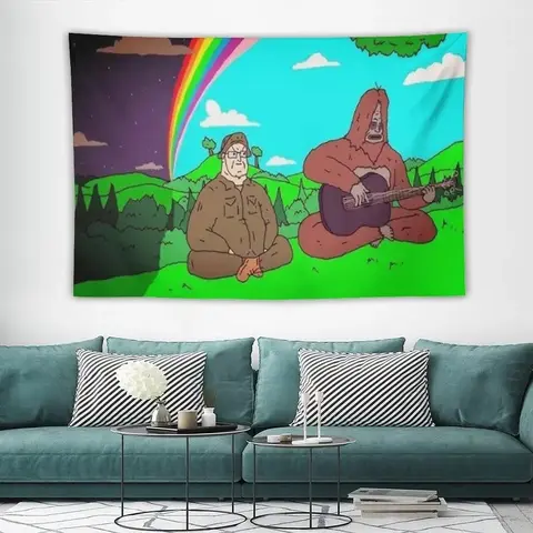 Big Lez Show Mike Nolan Cotton Linen-Print Tapestry - Strong, Cool Big Lez Show Cartoon Art Rainbow Backdrop for Men Cave Teen Bedroom Funny Gift Ideas