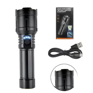 1PC/2PCS Aluminum Alloy Flashlight | Can Be Ignited To Start A Fire, Equipped With A Fine Lens For Focusing The Ignition Function, High Light Output, Long Battery Life, USB Charging, Non-water Resistant, Suitable For Outdoor Survival, Camping, Fishing