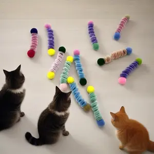 Multi-Cat Spring Toy Set with Plush Balls & Colorful Letters, Interactive Indoor Hunting Game, Durable Pet Entertainment, Multiple Colors Available