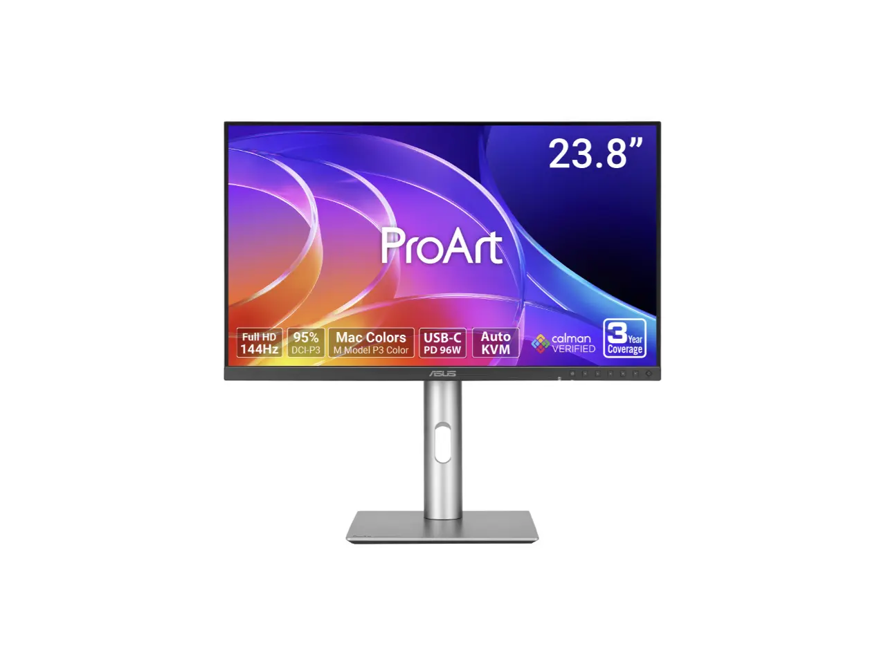 ASUS ProArt 24 inch Full HD 144Hz IPS USB-C Auto KVM with Height Adjustable & Pivot Stand PA249CGV