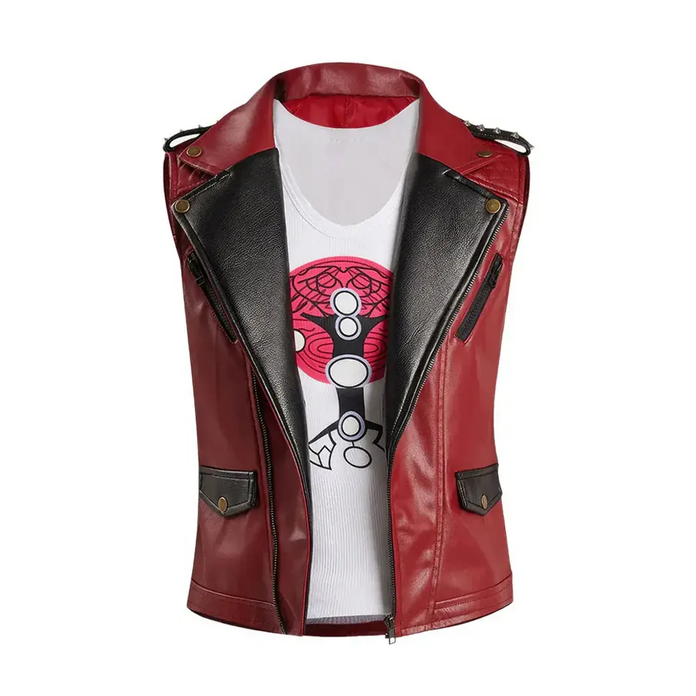 Men's vest Wine Red Genuine Sheepskin Metal Studded Sleeveless Punk Vest Superhero Cosplay Costume Leather Waistcoat by Hide Crafts