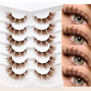6 Pairs Volumized False Eyelashes with Transparent Stem, Cat Eye Style, Fluffy Natural Look, Comfortable and Dense, Perfect for All Occasions
