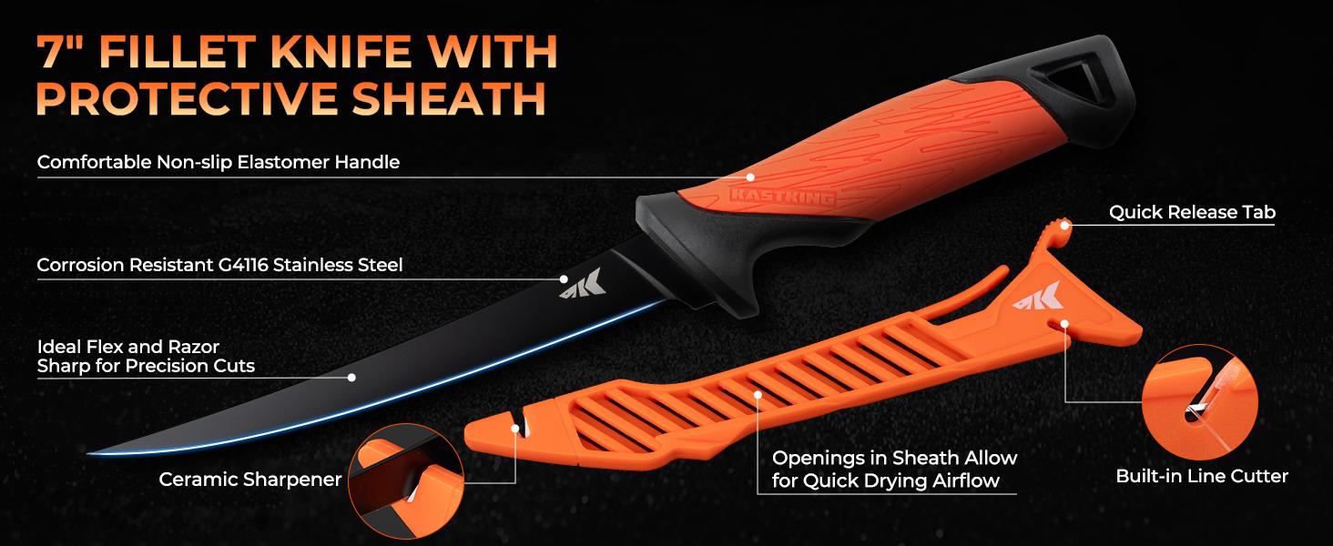 KastKing EZ Fillet Mat & Knife Set – Anti-Slip, Extra-Large Fish Cutting Board with Built-in Ruler, Sharp Knife Included, Easy Clean & Portable, Essential for Fishing Enthusiasts