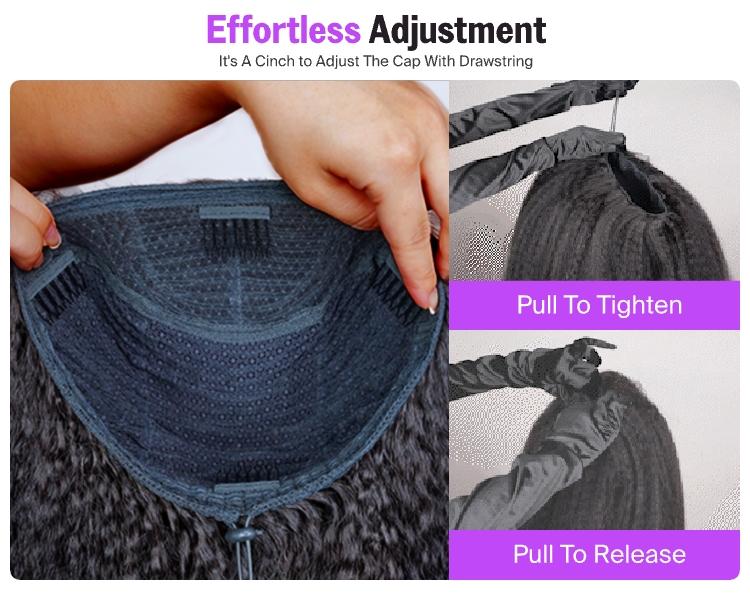 [3 IN 1 HALF WIG] Megalook Affordable Seamless Kinky Curly Half Wig Glueless Human Hair Wigs Flip Over Wig Beginner Friendly Easy Wear Go Quick Weave Hair