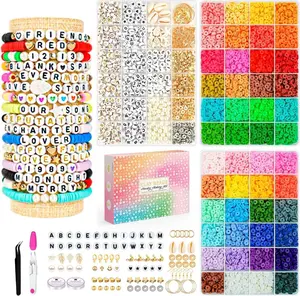 Friendship Bracelet Kit, 14,000pcs 48 Colors Bracelet Making Kit Clay Beads with Number Letter Bead Set Concert Merch Arts and Crafts Gifts for Kids Teen Girls Jewelry Making Supplies Bracelet Maker1
