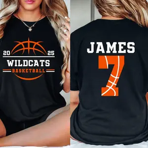 Personalized Basketball Team Mascot Shirt, Custom Basketball Mom Shirt,Basketball Shirt With Number and Name, Game Day Cheer Mom Gift Shirt