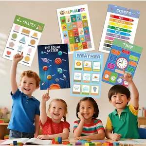 12 Children's Education Posters, Home, Kindergarten, Elementary School Classroom Wall Decoration Education Charts Suitable for Use in 1-6 Years Old