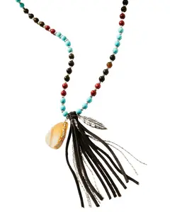 Shyanne Women's Dakota Agate Beaded Tassel Necklace - Safa22n25