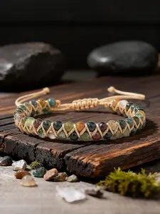 Natural Aquamarine Crystal Anklet, Seven Chakra Braided Bracelet, Symbolizes Happiness and Good Luck, Spiritual Jewelry Gift