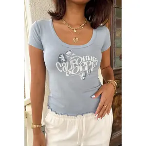 California Poppy Scoop Neck Graphic Baby Tee