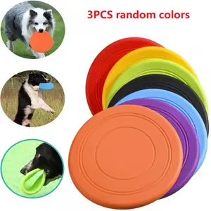 3pcs Soft Non-Slip Dog Flying Disc Silicone Game Frisbeed Anti-Chew Durable Chew Dog Toy Pet Puppy Training Interactive Funny Dog Supplies