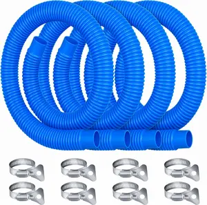 4 Pack Replacement Pool Hoses for Above Ground Pools, 1-1/4" Diameter x 59" Length, Includes 8 Metal Clamps, Compatible with All 1.25" Pool Filter Pumps