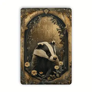 Vintage Badger Metal Tin Sign Indoor Outdoor Wall Art Decorative Hanging for Home Bedroom Restaurant Bar Cafe School Library Garage 8x12 Inches