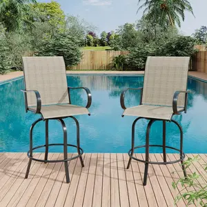 🍹 Level Up Your Patio Vibes! 2-Piece Outdoor Swivel Bar Stools – 360° Swivel, High Back & Armrests – All-Weather Bar Height Chairs for Deck, Patio or Backyard ☀️
