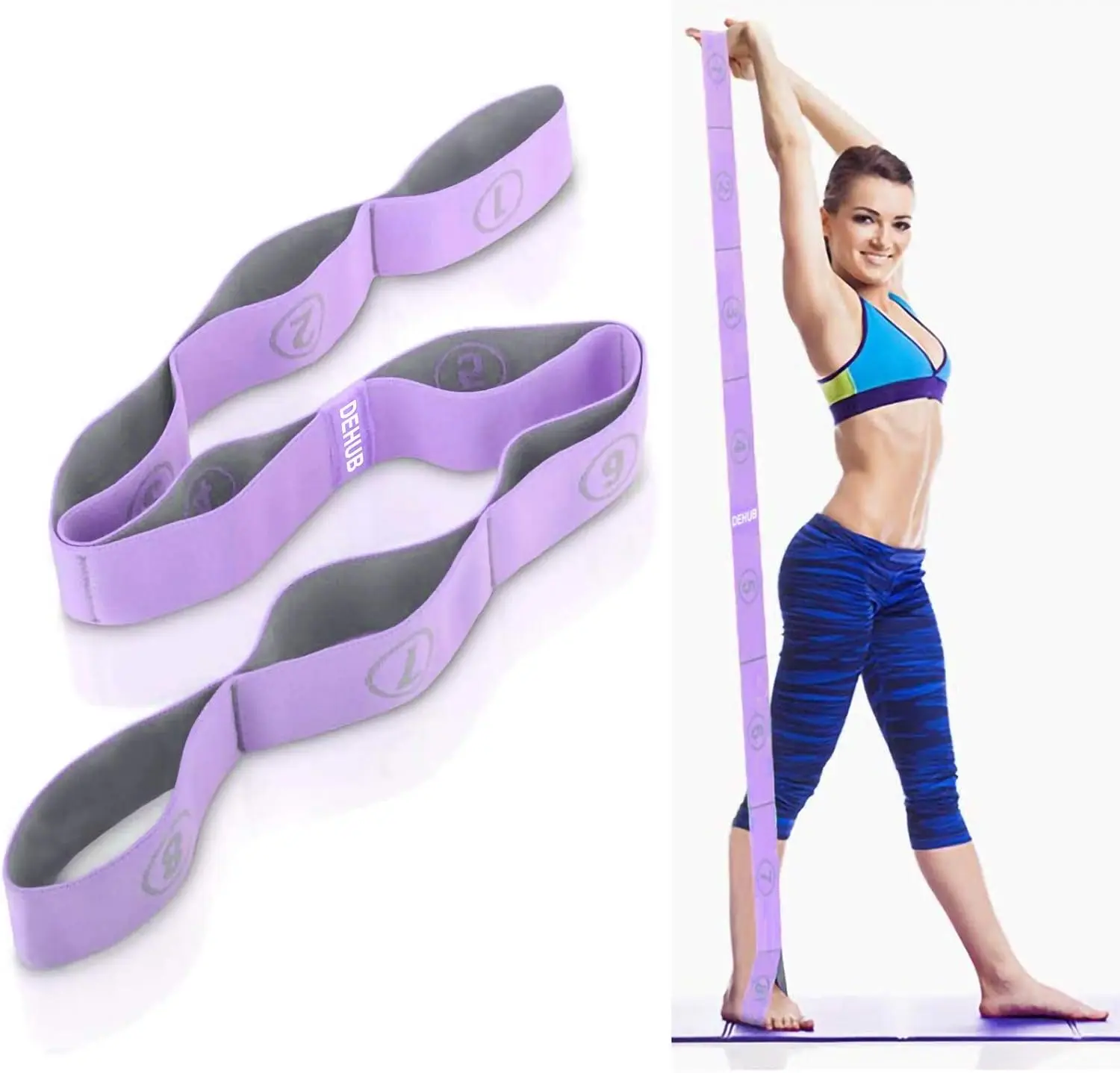Unisex Cotton Blend Sports Stretch Strap - 108cm Elastic, Adjustable Loop, Foldable Carry for Physical Therapy, Yoga, Gymnastics Exercise