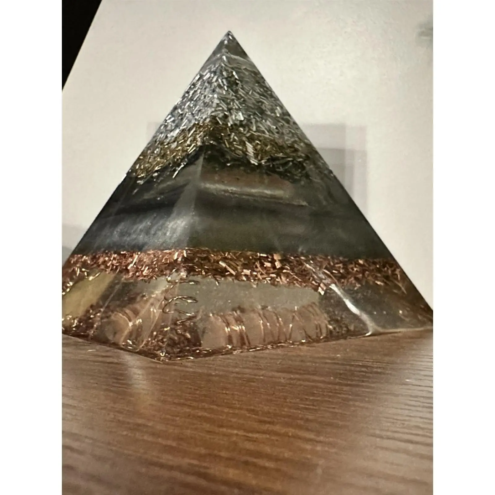 Handmade Extra Large Orgone Pyramid Art Resin Copper Metal Shavings for Meditation Home Decor EMF Shielding