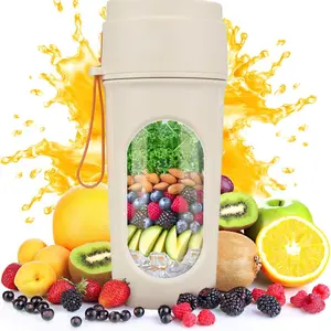 Portable Personal Blender Bottle, 15oz Rechargeable USB Compact Travel Blender with 12-Blade System for Smoothies, Protein Shakes