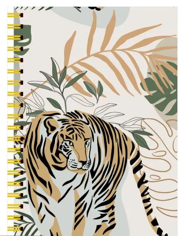 Page Publications Spiral-Bound Tiger Journal Notebook - Animal Theme Design with Leaves, Daily Note-Taking & Organization Tool for Craft & Lifestyle Enthusiasts