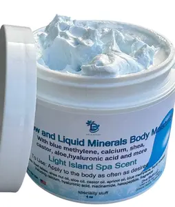Beef Tallow and Liquid Minerals Body Moisturizer, Whipped With Calcium, Blue Methylene, Castor Oil, Hyaluronic Acid and More, Light Island Spa Scent, 4oz
