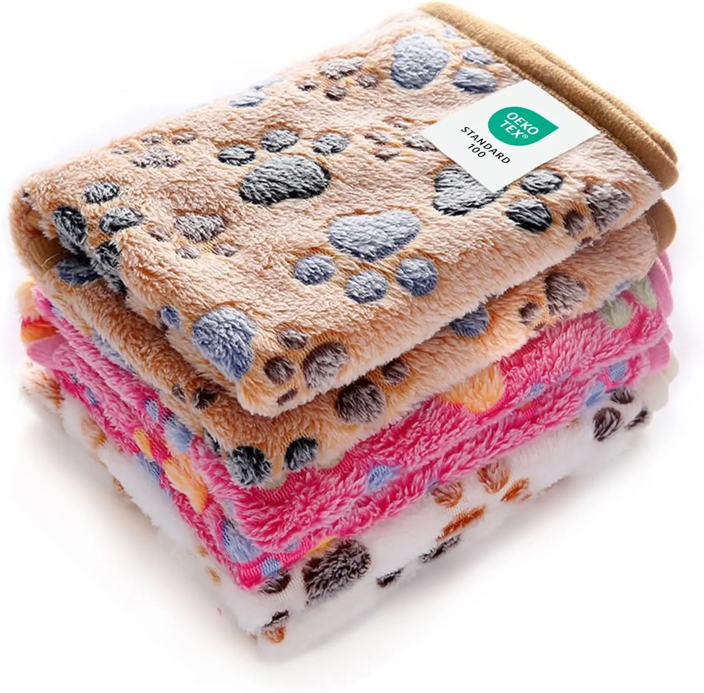 1 Pack 3 Blankets Super Soft Fluffy  Fleece Pet Blanket Flannel Throw for  Puppy  Paw Brown//White Small(23x16 inch)
