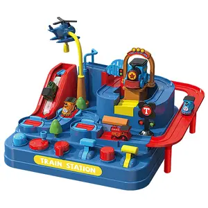 Small train track educational toy, racing car adventure challenge game machine, gravity-sliding little car, no power needed, trains children's hand-eye coordination, an ideal birthday gift and holiday party gift