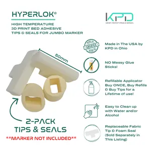 HyperLok 3D Printing Adhesive - Tips & Seals ONLY for 40ml Jumbo Marker (2-Pack)