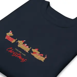 Cozy Crewneck Sweatshirt with Embroidered Christmas Dog
