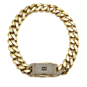MONACI Handcrafted in New York City 14K Yellow Gold Hollow Cuban Bracelet 7" Inches 7MM Cubic Zirconia Lock