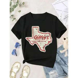 Vintage Gilleys Pasadena Texas Women'S T-Shirt - Retro Western Style Short Sleeve Crew Neck Black Tops Womenswear Golf Gift T-Shirt For Men And Women