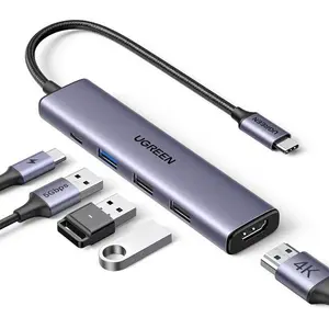 USB C Hub 5 in 1 Multiport USB Adapter 4K HDMI, 100W Power Delivery, 3 USB-A Data Ports, USB C Dongle for MacBook Pro/Air M5/M4/M3/M2/M1, iPad Pro, iMac, iPhone 16 Pro/Pro Max, XPS, Thinkpad