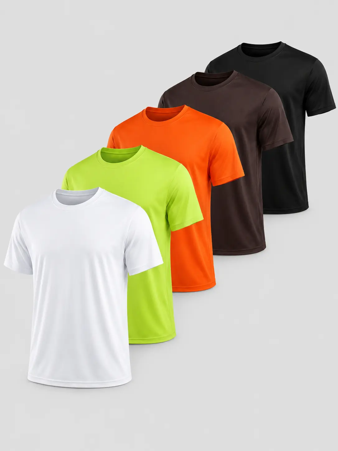 Men's 5-Pack Dry Fit T-Shirts, Quick-Dry Moisture-Wicking Short Sleeve Workout Shirts with 4-Way Stretch for Gym & Running