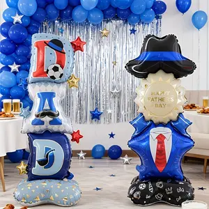A Set of 2 Standing Balloons for Father'S Day Decoration, Featuring a 'Happy Father'S Day' Celebration Balloon And 'DAD' Letter Balloons, Suitable for Father'S Day Parties, Birthdays, And Family Gatherings to Create a Warm And Fun Festive Atmosphere