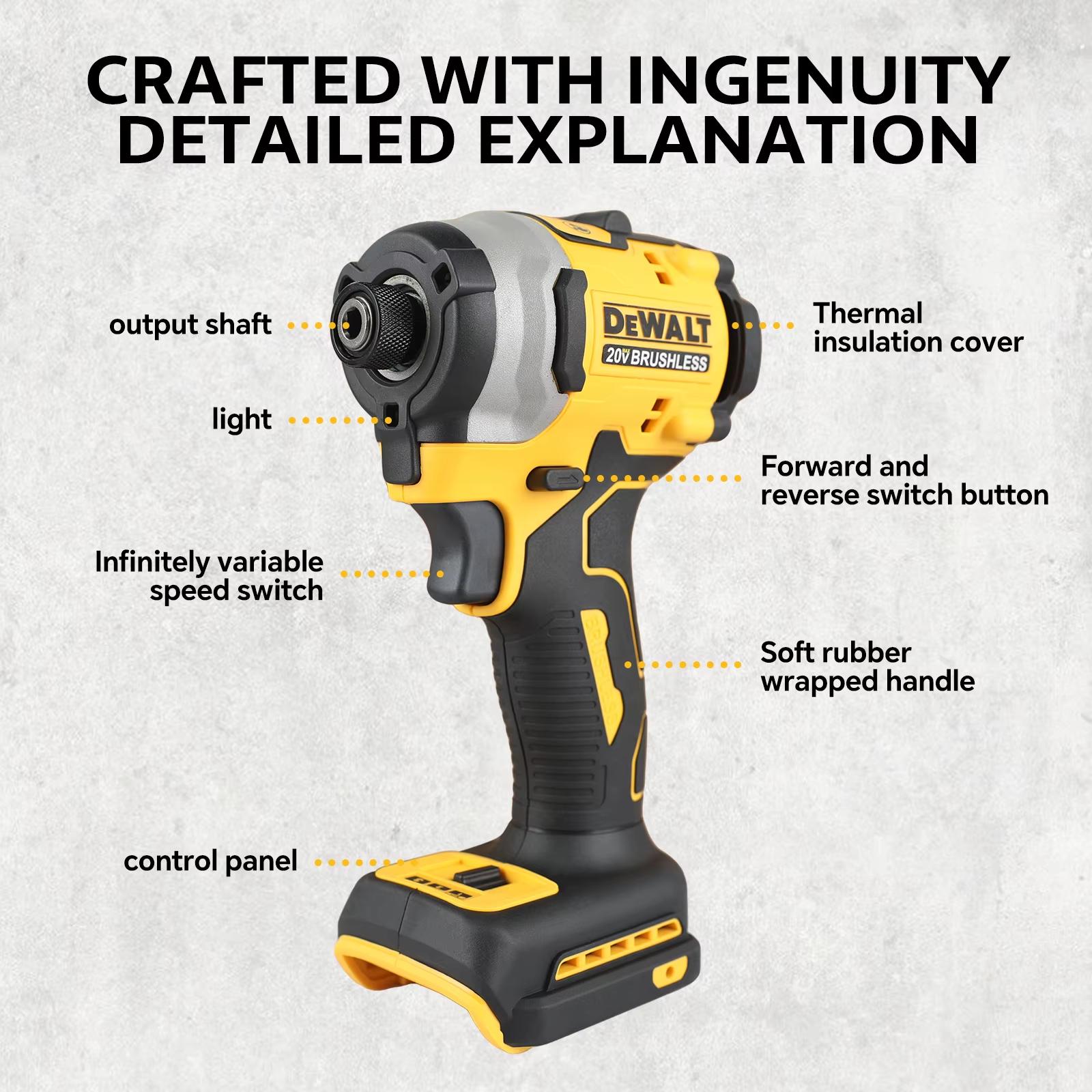 DEWALT dcf850 impact driver  for DIY & Professional Jobs, Cordless Power Tool, 3-Speed Control, High Torque & LED Light