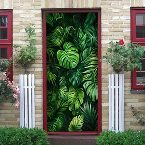 2pcs Tropical Rainforest Plant Wall Stickers Home Decor Self Adhesive Waterproof Removable Living Room BedroomBackground Wall Decoration Tropical Green Leaf Banana Leaf Monstera Leaf Wall Decals Botanical