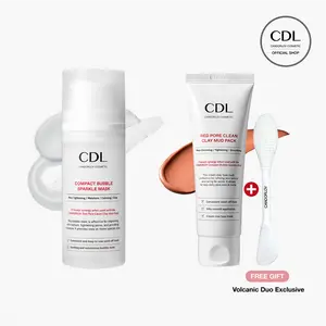 [Candorlov] Volcanic Duo Bubble & Mud Set - Red Pore Clay & Bubble Mask | Deep Pore Cleansing, Sebum Control, Preventing Breakouts, Blackheads, Skin Brightening & Deep Moisture