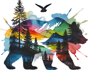 DTF Transfer – Bear Water Color Multi Sizes AN-BR001