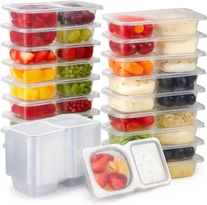 Reusable Snack Containers with Lids 20Set Plastic Snack Pack Containers Double Compartment Sauce Container Condiment Snackle Box for Meal Prep Office School Travel Camping