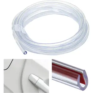 Car Door Edge Guards, 32ft Clear Chrome Universal U Shape Rubber Sealed Door Edge Protection Fit for Most Car