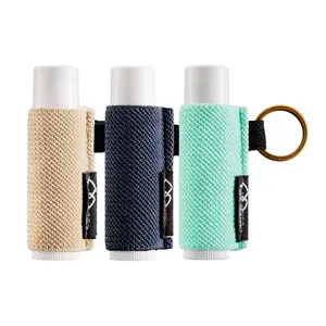 WK IEASON - Lip Balm Holder Keychain Clip on Lipstick Sleeve Chapstick Sleeve Holder Keychain Tight-Knit Elastic Lip Balm Keychain Holder (Dark Blue/Alpine/Mid Beige) WK IEASON