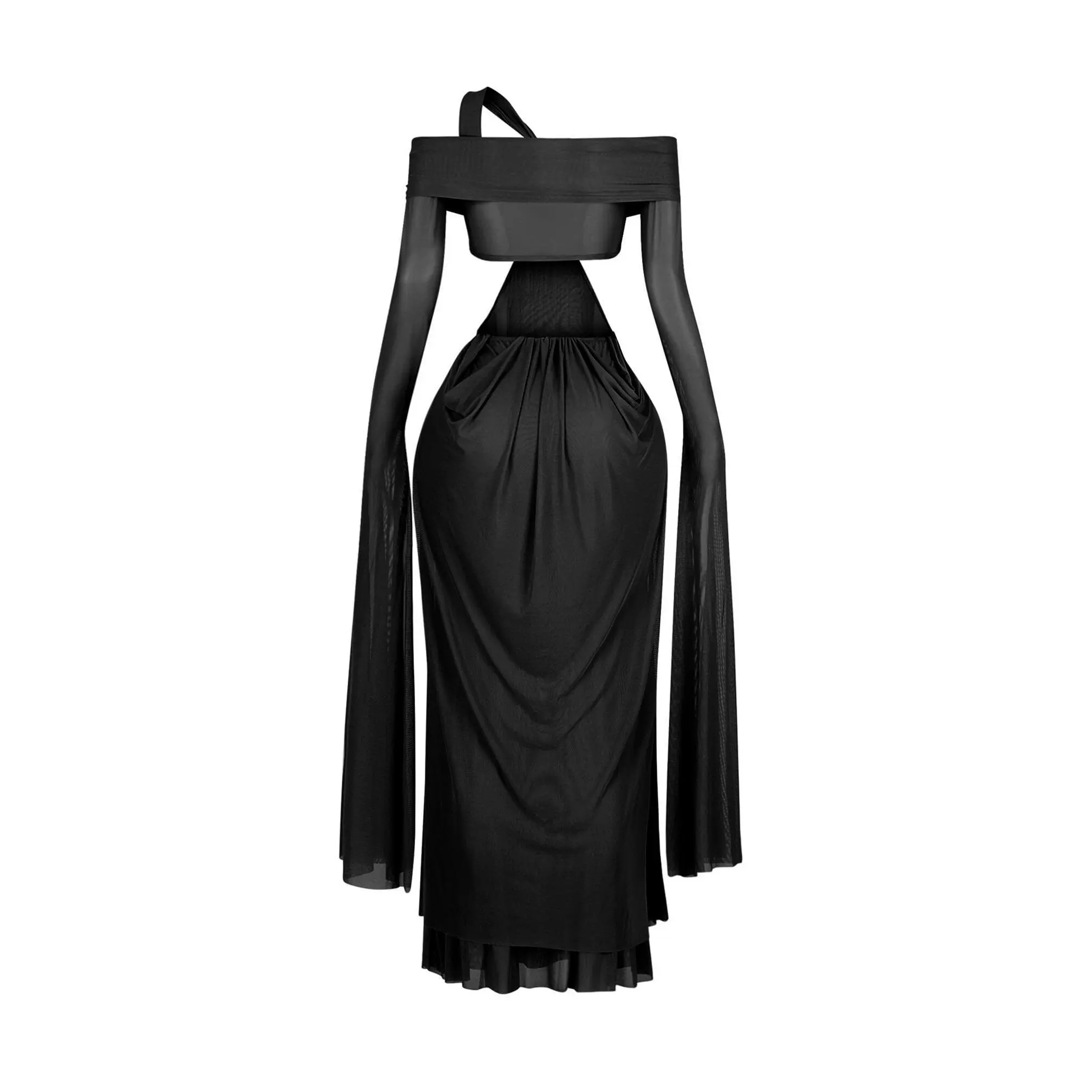 hem mesh dress Maternity Ruched Bust Layered Hem Mesh Ruffle Cami Dress Mauve / L