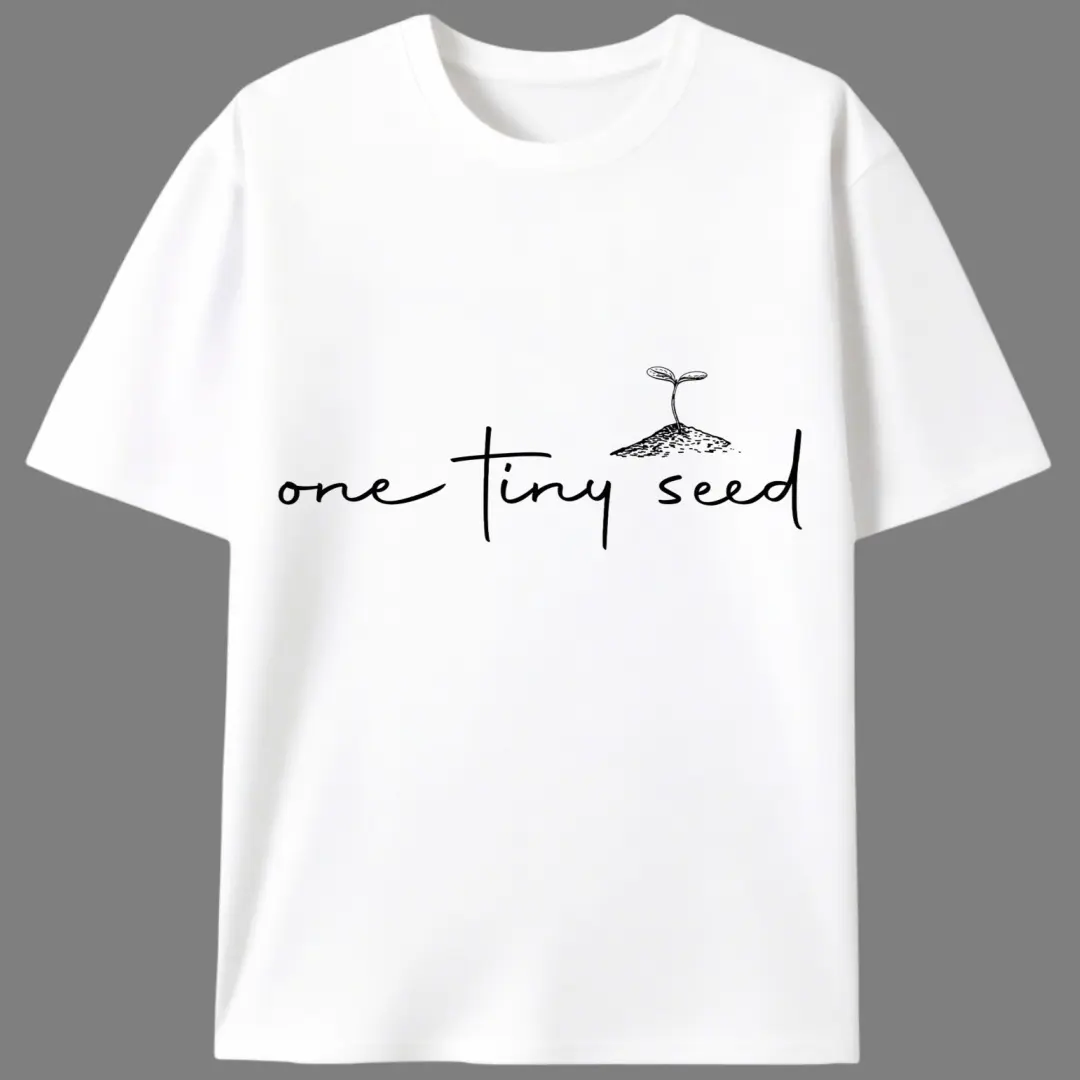 Men's 100% Cotton Basic Faith Mustard Seed Printed Graphic Vintage Short-Sleeve Round Neck T-Shirt - Inspirational Christian, Slight Stretch Knit Fabric, Fitted Cut, Casual Top (Valentine's Day, Chinese New Year)