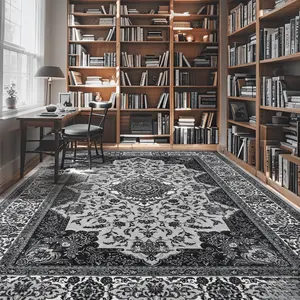 Boho Vintage Floral Faux Cashmere Rug, Non-Slip Machine Washable Low-Pile Carpet | Orange/Grey/Blue/Brown | Living Room, Bedroom, Kitchen & Dining Room