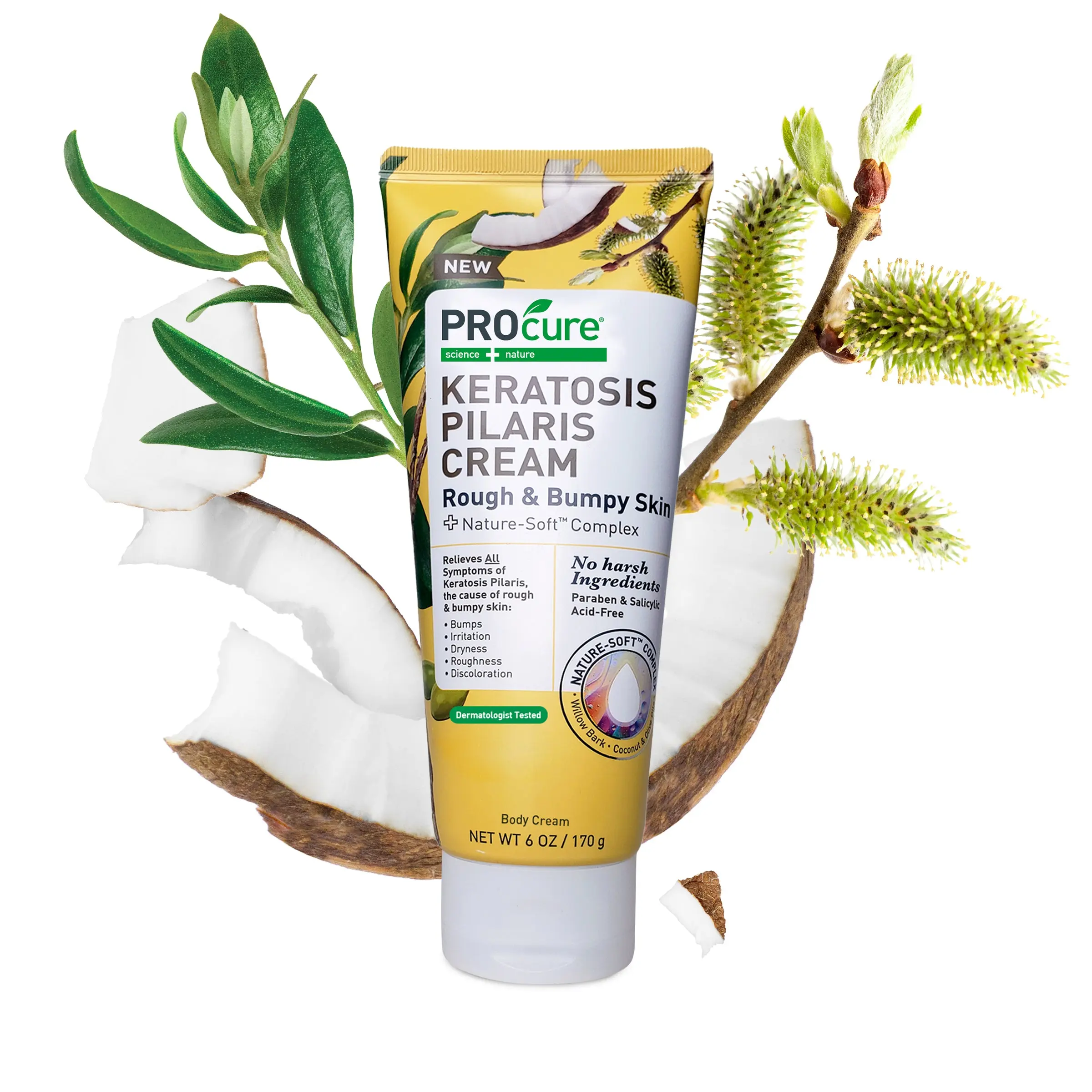 PROCURE Keratosis Pilaris Cream for Body Exfoliating Rough & Bumpy Skin Lotion 6 Oz with Glycolic Acid & Natural Soft Complex