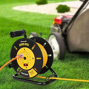 DEWENWILS Extension Cord Storage Reel ( without cord ), for 12/3,14/3,16/3 Gauge Power Cord, Hand Wind Retractable, 13A Circuit Breaker-HCRB00E